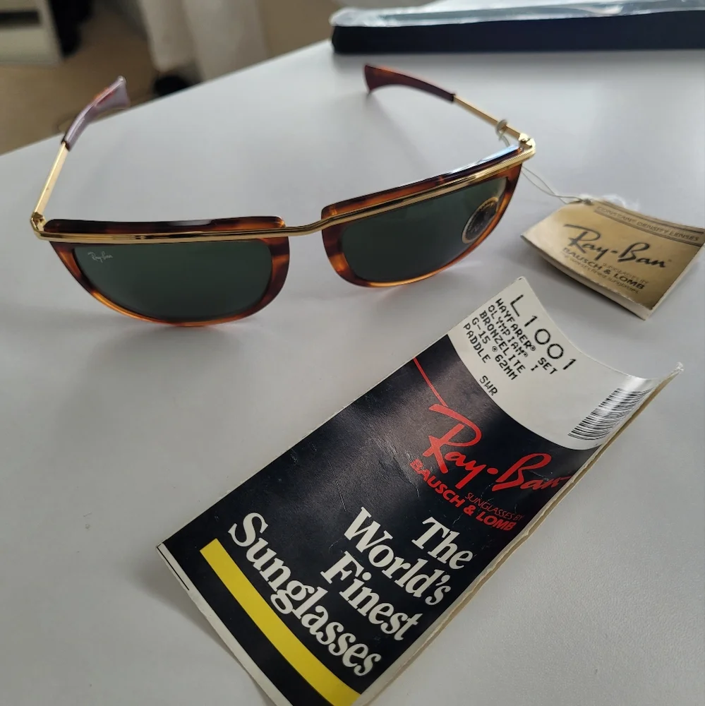 1980's Vintage Bausch & Lomb Ray Ban L1001 Tortoise Brown/Gold - Size 62mm - Picture 10 of 11